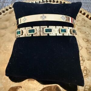 Elegant Gold and Green Bracelet Set